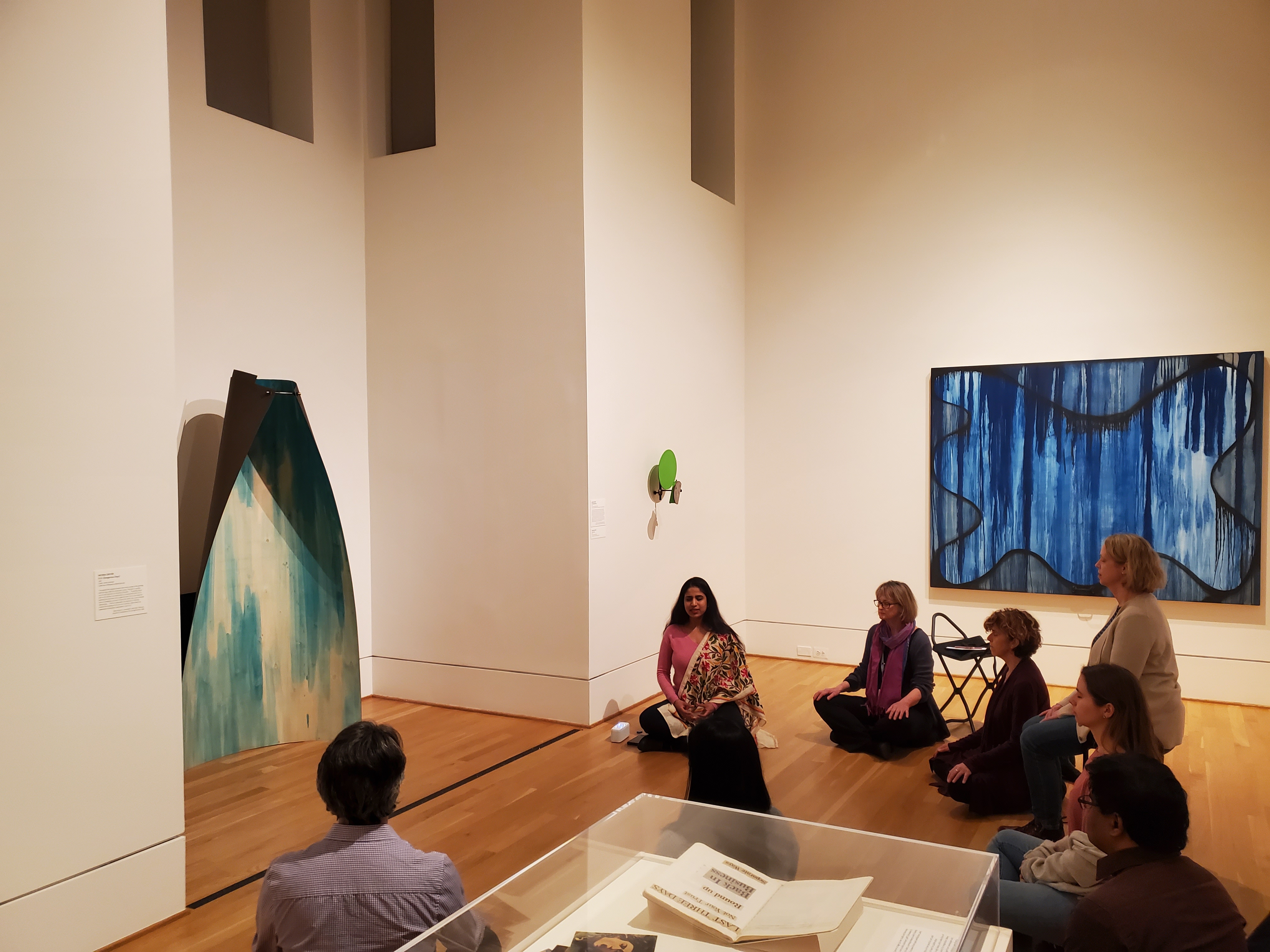 Aparna and Donna leading a meditation in the galleries